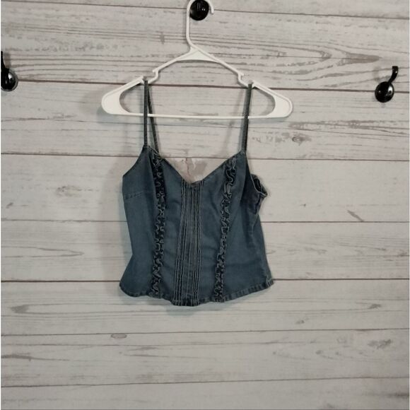 No Boundaries woman's jean halter  top - Picture 2 of 6